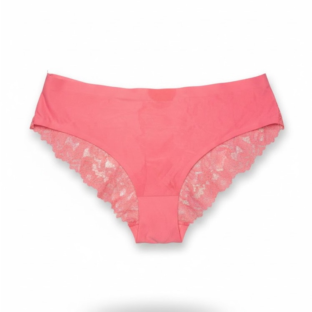 Elegant Coral Lace Trim Panties